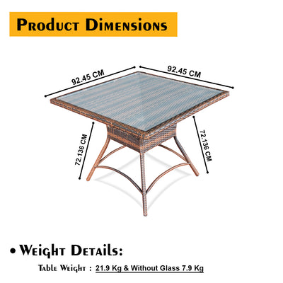 TC54T Rattan Outdoor Dining Table Fully Woven Top and Under Shelf